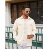 imageCOOFANDY Mens Casual Shirt Jacket Linen Button Down Shirt Long Sleeve Lightweight Shacket with PocketsBeige