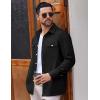 imageCOOFANDY Mens Casual Shirt Jacket Linen Button Down Shirt Long Sleeve Lightweight Shacket with PocketsBlack