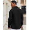 imageCOOFANDY Mens Casual Shirt Jacket Linen Button Down Shirt Long Sleeve Lightweight Shacket with PocketsBlack