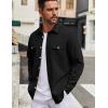 imageCOOFANDY Mens Casual Shirt Jacket Linen Button Down Shirt Long Sleeve Lightweight Shacket with PocketsBlack