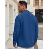 imageCOOFANDY Mens Casual Shirt Jacket Linen Button Down Shirt Long Sleeve Lightweight Shacket with PocketsDark Blue