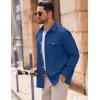 imageCOOFANDY Mens Casual Shirt Jacket Linen Button Down Shirt Long Sleeve Lightweight Shacket with PocketsDark Blue