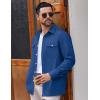 imageCOOFANDY Mens Casual Shirt Jacket Linen Button Down Shirt Long Sleeve Lightweight Shacket with PocketsDark Blue