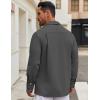 imageCOOFANDY Mens Casual Shirt Jacket Linen Button Down Shirt Long Sleeve Lightweight Shacket with PocketsDark Gray
