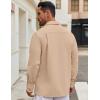imageCOOFANDY Mens Casual Shirt Jacket Linen Button Down Shirt Long Sleeve Lightweight Shacket with PocketsDark Khaki