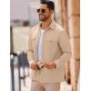 imageCOOFANDY Mens Casual Shirt Jacket Linen Button Down Shirt Long Sleeve Lightweight Shacket with PocketsDark Khaki