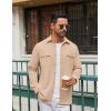 imageCOOFANDY Mens Casual Shirt Jacket Linen Button Down Shirt Long Sleeve Lightweight Shacket with PocketsDark Khaki