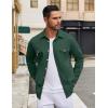 imageCOOFANDY Mens Casual Shirt Jacket Linen Button Down Shirt Long Sleeve Lightweight Shacket with PocketsDeep Army Green