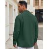 imageCOOFANDY Mens Casual Shirt Jacket Linen Button Down Shirt Long Sleeve Lightweight Shacket with PocketsDeep Army Green