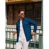 imageCOOFANDY Mens Casual Shirt Jacket Linen Button Down Shirt Long Sleeve Lightweight Shacket with PocketsDenim Blue