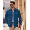 imageCOOFANDY Mens Casual Shirt Jacket Linen Button Down Shirt Long Sleeve Lightweight Shacket with PocketsDenim Blue