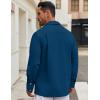 imageCOOFANDY Mens Casual Shirt Jacket Linen Button Down Shirt Long Sleeve Lightweight Shacket with PocketsDenim Blue