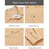 imageCOOFANDY Mens Casual Shirt Jacket Linen Button Down Shirt Long Sleeve Lightweight Shacket with PocketsKhaki