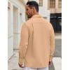 imageCOOFANDY Mens Casual Shirt Jacket Linen Button Down Shirt Long Sleeve Lightweight Shacket with PocketsKhaki
