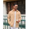 imageCOOFANDY Mens Casual Shirt Jacket Linen Button Down Shirt Long Sleeve Lightweight Shacket with PocketsKhaki