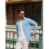 imageCOOFANDY Mens Casual Shirt Jacket Linen Button Down Shirt Long Sleeve Lightweight Shacket with PocketsLight Blue