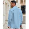 imageCOOFANDY Mens Casual Shirt Jacket Linen Button Down Shirt Long Sleeve Lightweight Shacket with PocketsLight Blue