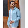 imageCOOFANDY Mens Casual Shirt Jacket Linen Button Down Shirt Long Sleeve Lightweight Shacket with PocketsLight Blue