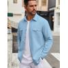 imageCOOFANDY Mens Casual Shirt Jacket Linen Button Down Shirt Long Sleeve Lightweight Shacket with PocketsLight Blue