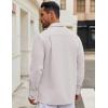 imageCOOFANDY Mens Casual Shirt Jacket Linen Button Down Shirt Long Sleeve Lightweight Shacket with PocketsLight Gray