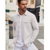 imageCOOFANDY Mens Casual Shirt Jacket Linen Button Down Shirt Long Sleeve Lightweight Shacket with PocketsLight Gray