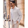 imageCOOFANDY Mens Casual Shirt Jacket Linen Button Down Shirt Long Sleeve Lightweight Shacket with PocketsLight Gray