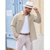 imageCOOFANDY Mens Casual Shirt Jacket Linen Button Down Shirt Long Sleeve Lightweight Shacket with PocketsLight Khaki