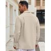 imageCOOFANDY Mens Casual Shirt Jacket Linen Button Down Shirt Long Sleeve Lightweight Shacket with PocketsLight Khaki