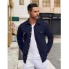 imageCOOFANDY Mens Casual Shirt Jacket Linen Button Down Shirt Long Sleeve Lightweight Shacket with PocketsNave Blue