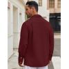 imageCOOFANDY Mens Casual Shirt Jacket Linen Button Down Shirt Long Sleeve Lightweight Shacket with PocketsRed