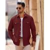 imageCOOFANDY Mens Casual Shirt Jacket Linen Button Down Shirt Long Sleeve Lightweight Shacket with PocketsRed