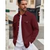 imageCOOFANDY Mens Casual Shirt Jacket Linen Button Down Shirt Long Sleeve Lightweight Shacket with PocketsRed