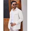 imageCOOFANDY Mens Casual Shirt Jacket Linen Button Down Shirt Long Sleeve Lightweight Shacket with PocketsWhite