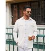 imageCOOFANDY Mens Casual Shirt Jacket Linen Button Down Shirt Long Sleeve Lightweight Shacket with PocketsWhite