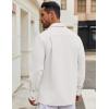 imageCOOFANDY Mens Casual Shirt Jacket Linen Button Down Shirt Long Sleeve Lightweight Shacket with PocketsWhite