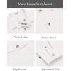 imageCOOFANDY Mens Casual Shirt Jacket Linen Button Down Shirt Long Sleeve Lightweight Shacket with PocketsWhite