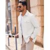 imageCOOFANDY Mens Casual Shirt Jacket Linen Button Down Shirt Long Sleeve Lightweight Shacket with PocketsWhite