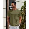imageCOOFANDY Mens Henley Shirts Cotton Short Sleeve Casual TShirt Button Henley Basic TeeArmy Green