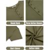 imageCOOFANDY Mens Henley Shirts Cotton Short Sleeve Casual TShirt Button Henley Basic TeeArmy Green