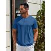 imageCOOFANDY Mens Henley Shirts Cotton Short Sleeve Casual TShirt Button Henley Basic TeeDenim Blue