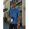 imageCOOFANDY Mens Henley Shirts Cotton Short Sleeve Casual TShirt Button Henley Basic TeeDenim Blue
