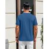 imageCOOFANDY Mens Henley Shirts Cotton Short Sleeve Casual TShirt Button Henley Basic TeeDenim Blue