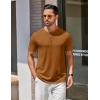 imageCOOFANDY Mens Henley Shirts Cotton Short Sleeve Casual TShirt Button Henley Basic TeeLight Brown