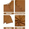 imageCOOFANDY Mens Henley Shirts Cotton Short Sleeve Casual TShirt Button Henley Basic TeeLight Brown
