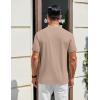 imageCOOFANDY Mens Henley Shirts Cotton Short Sleeve Casual TShirt Button Henley Basic TeeLight Khaki