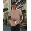 imageCOOFANDY Mens Henley Shirts Cotton Short Sleeve Casual TShirt Button Henley Basic TeeLight Khaki
