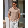 imageCOOFANDY Mens Henley Shirts Cotton Short Sleeve Casual TShirt Button Henley Basic TeeLight Khaki