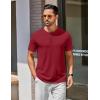 imageCOOFANDY Mens Henley Shirts Cotton Short Sleeve Casual TShirt Button Henley Basic TeeWine Red