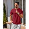 imageCOOFANDY Mens Henley Shirts Cotton Short Sleeve Casual TShirt Button Henley Basic TeeWine Red