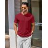 imageCOOFANDY Mens Henley Shirts Cotton Short Sleeve Casual TShirt Button Henley Basic TeeWine Red